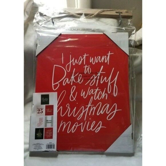 Christmas Hanging Wall Sign 7 Interchangeable "Sayings" Signs - Picture 1 of 10